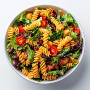 ai generated, food, pasta, italian, salad, vegetables, meal