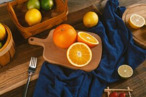 cutting board, food, fruits and vegetables