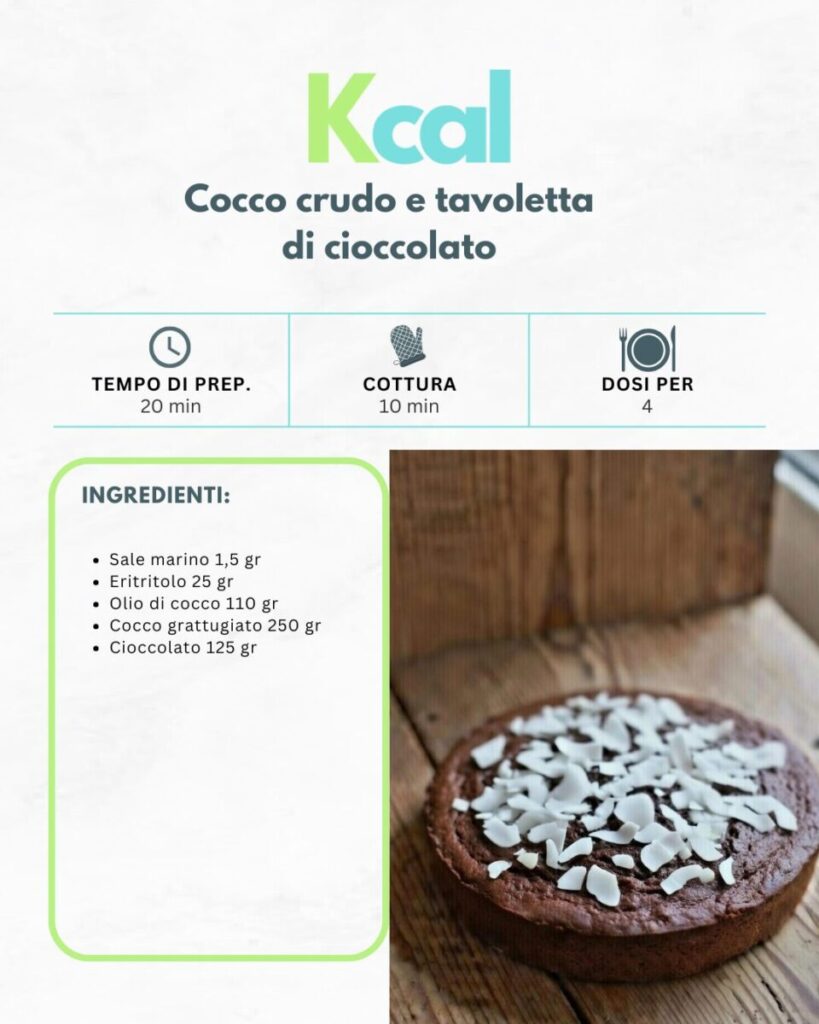 Cocco crudo e tavoletta di cioccolato