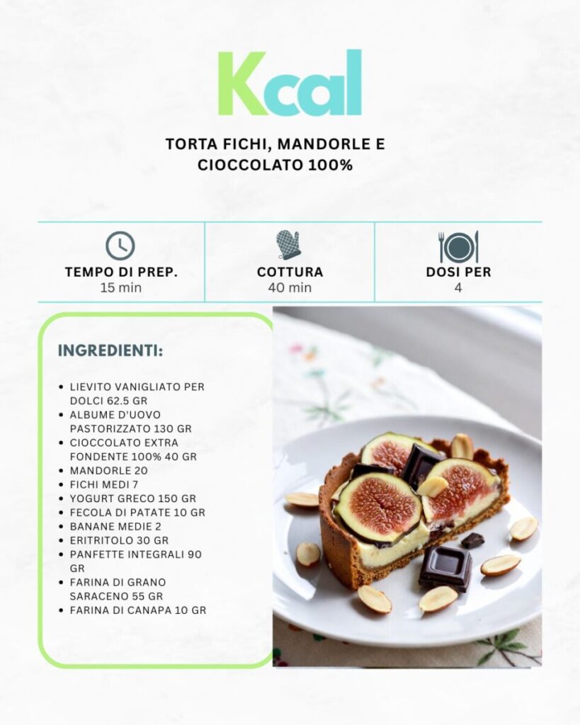Torta fichi, mandorle e cioccolato 100%